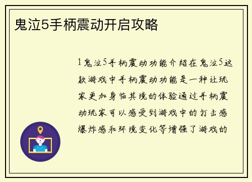 鬼泣5手柄震动开启攻略